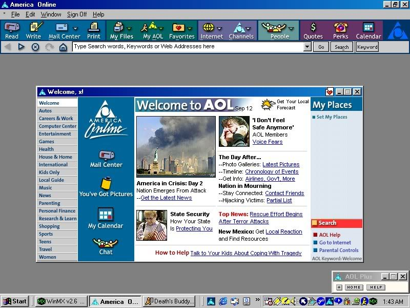 America Online welcome screen
